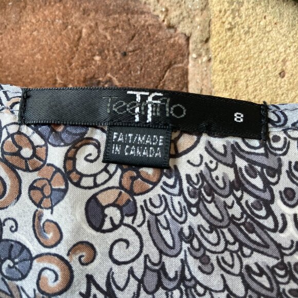 Vintage Teenflo Women’s Sleeveless Blue & Brown 100% Silk V-Neck Top. Small - Picture 5 of 5